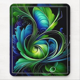 Mousepad abstrato de folha verde azul
