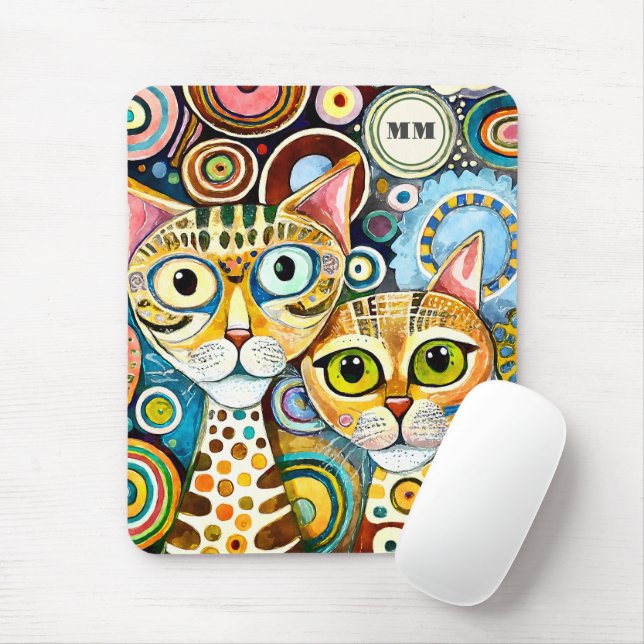 Mousepad Abstrato de Gatos legal (Com mouse)