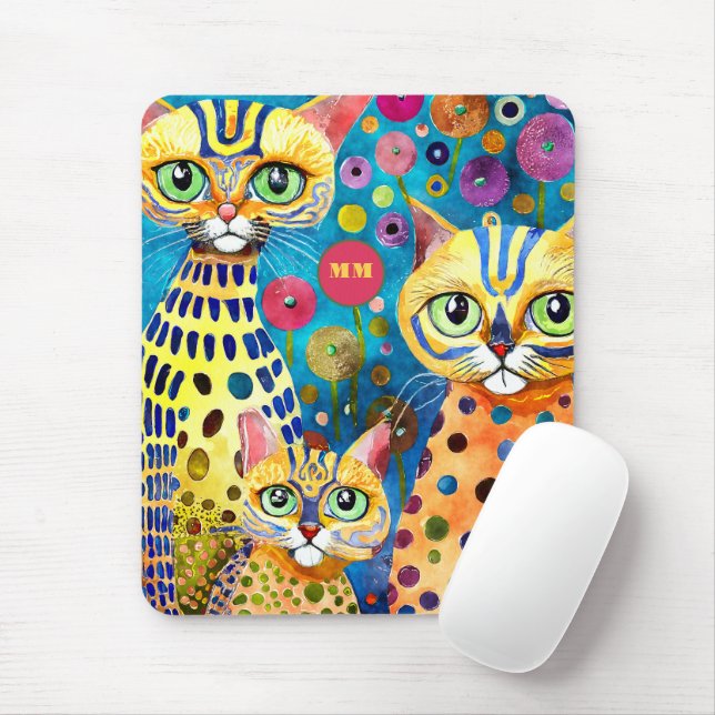 Mousepad Abstrato de Gatos legal (Com mouse)