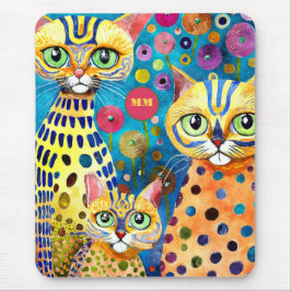 Mousepad Abstrato de Gatos legal