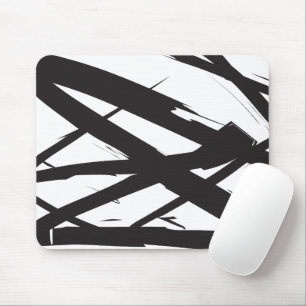 Mousepad Abstrato de linha de arte branca e negra