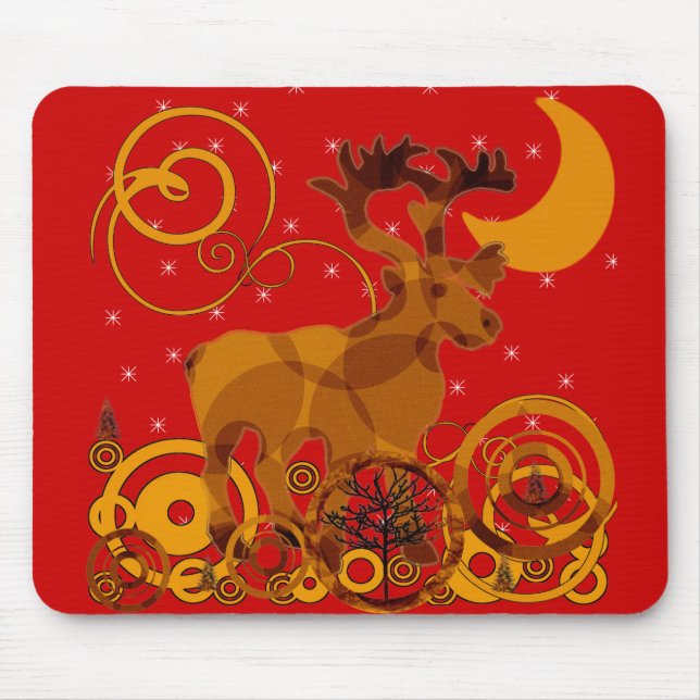 Mousepad Abstrato de Natal de Reindet Design (Frente)