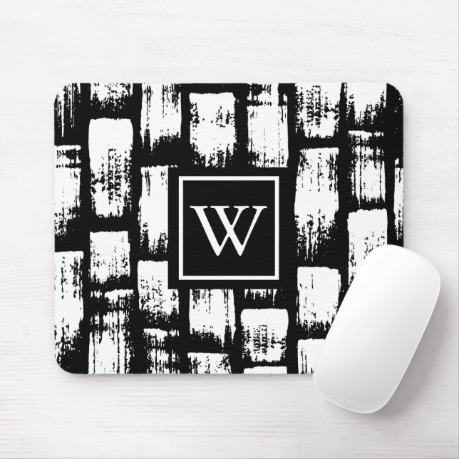 Mousepad Abstrato de Pincel Preto e Branco (Com mouse)