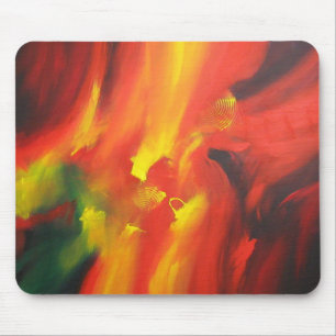 Mousepad Abstrato de pintura moderna - Amarelo vermelho - v