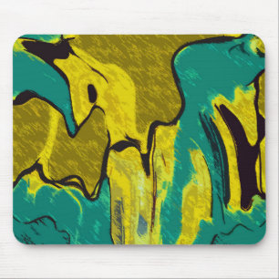 Mousepad Abstrato de Teal Amarelo da Mostarda
