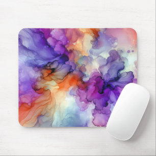 Mousepad Abstrato de Tinta de Álcool Laranja e Roxo