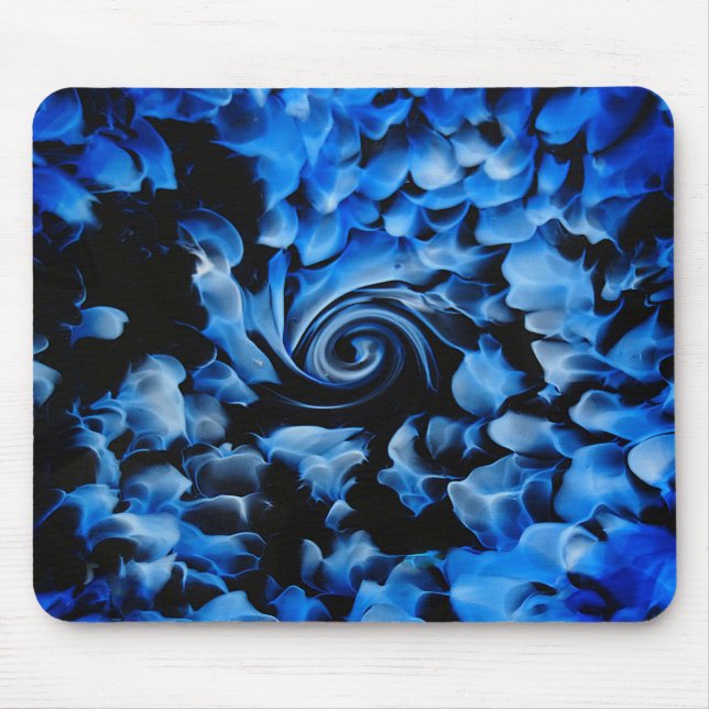 Mousepad Abstrato de vidro preto e azul (Frente)