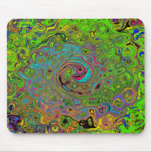 Mousepad Abstrato do Groovy Verde limão e espiral azul