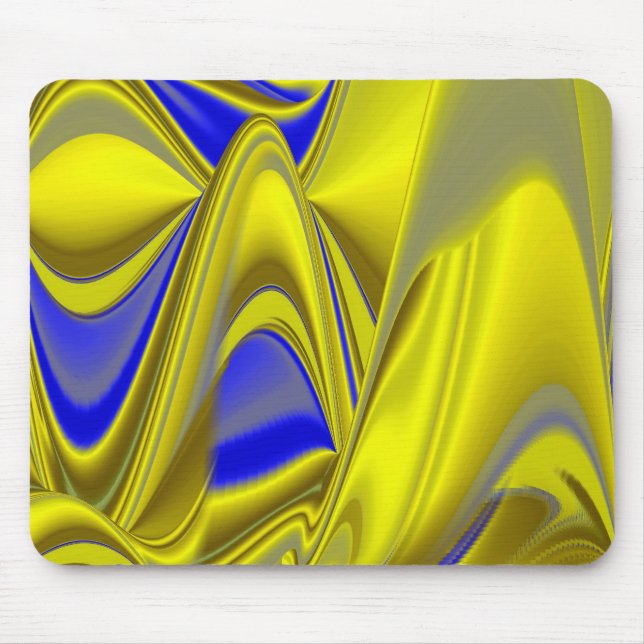 Mousepad Abstrato em azul-amarelo-dourado (Frente)