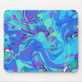 Mousepad Abstrato em Blues, Verdes e Roxos