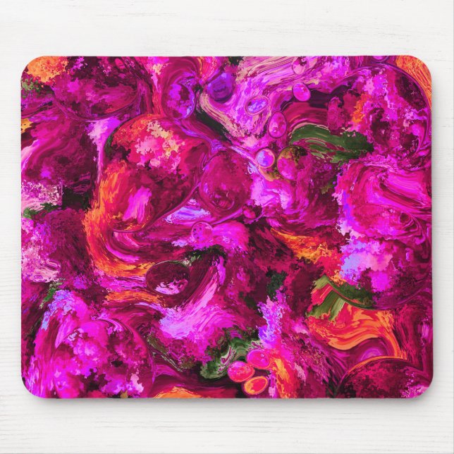 Mousepad Abstrato em Roxos, Laranjas e Verdes (Frente)