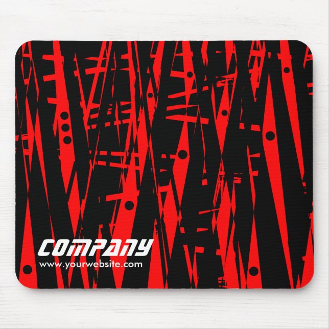 Mousepad Abstrato em vermelho e preto, empresa (Frente)