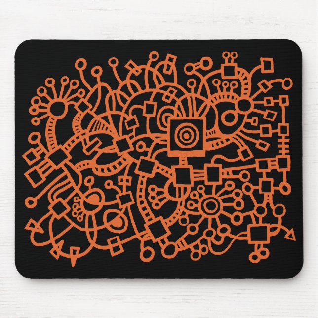 Mousepad Abstrato - Estrutura - Castanho Vermelho em Preto (Frente)