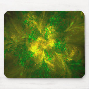 Mousepad Abstrato Flor, Padrões Amarelos E Verdes