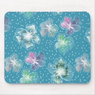 Mousepad Abstrato flores em lindos tons azuis claros