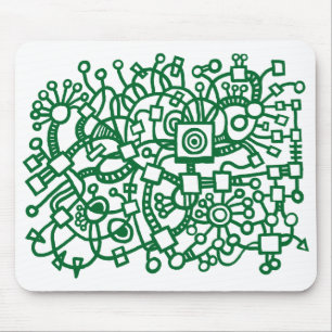 Mousepad Abstrato - Floresta Verde em Branco