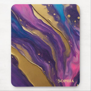 Mousepad Abstrato- Fluxo de Arte - Azul, Púrpura, rosa e Do
