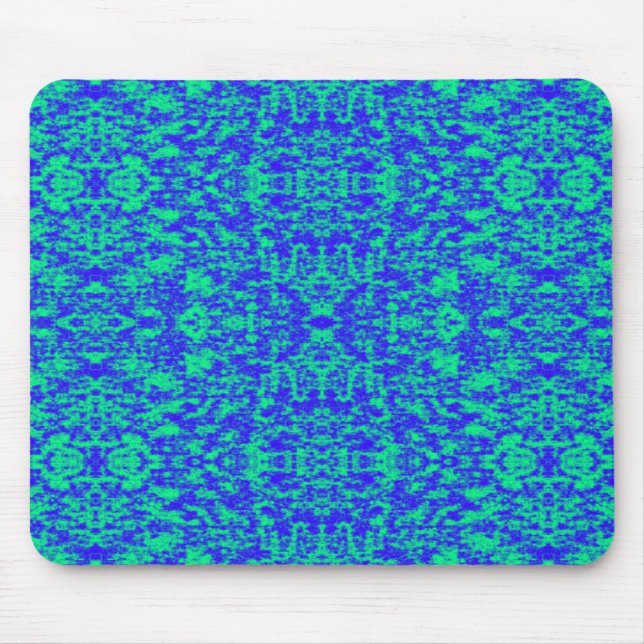 Mousepad Abstrato Fractal Em Azul E Verde (Frente)