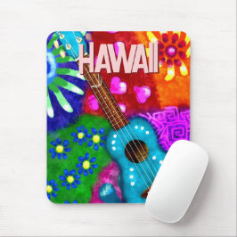 Mousepad Abstrato Funky Ukulele Floral Roxo Tropical