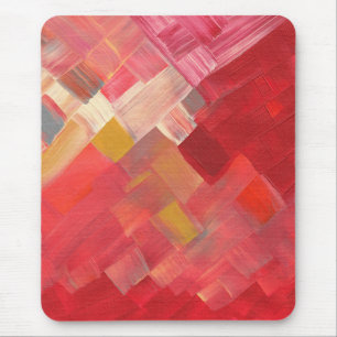 Mousepad Abstrato Geométrico Brushstrokes Vermelho, Rosa e 