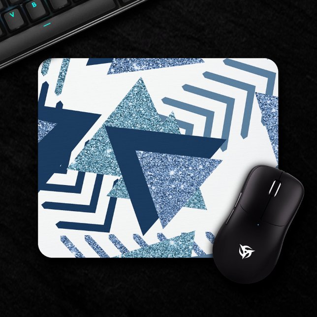 Mousepad abstrato Luxe dos anos 80 | Turquesa e formas azui (Criador carregado)