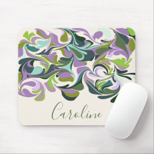 Mousepad Abstrato Marble Art Purple e Green Custom Name