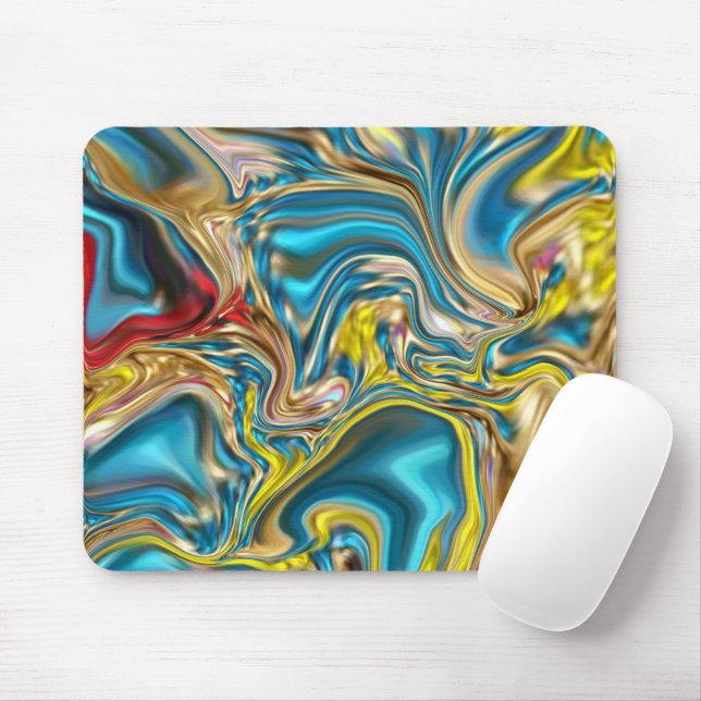 Mousepad abstrato marble espirra azul-azul-turquesa-lacrime (Com mouse)