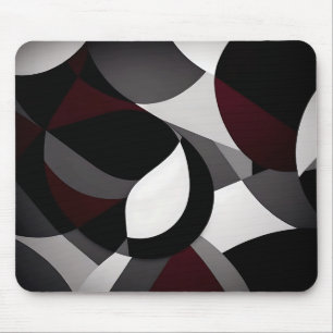 Mousepad Abstrato Marble Preto Branco E Vermelho
