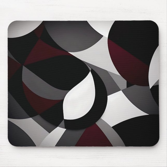 Mousepad Abstrato Marble Preto Branco E Vermelho (Frente)