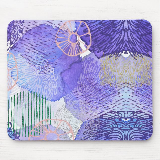 Mousepad Abstrato moderno azul e roxo (Frente)