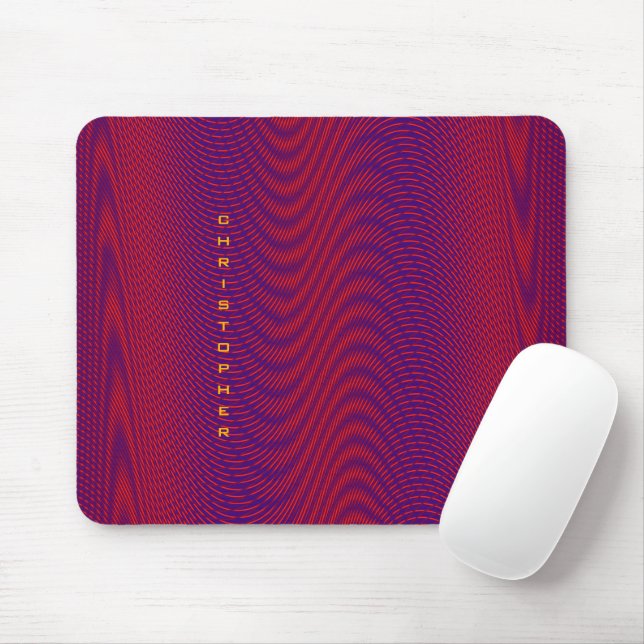 Mousepad Abstrato Moderno Efeito de Moiré Roxo Nome Adicion (Com mouse)