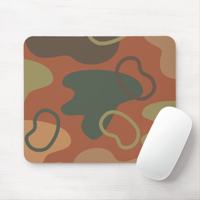 Mousepad Abstrato moderno em cores naturais Castanho Verde (Com mouse)