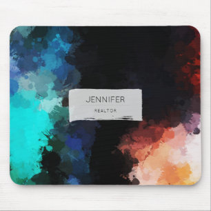 Mousepad Abstrato moderno - Pintar - Pintar - Laranja Preto