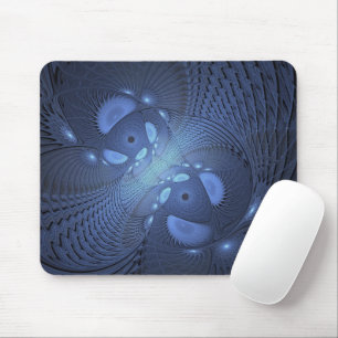 Mousepad Abstrato moderno Trendy Dusk Blue Fractal Art