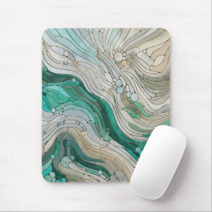 Mousepad Abstrato mosaico - Pérola, Taupe e Emerald