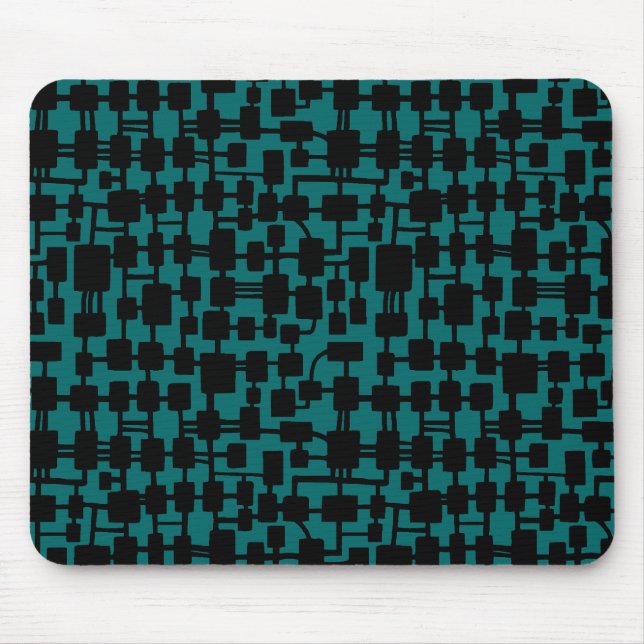 Mousepad Abstrato Network - Black on Teal 006666 (Frente)