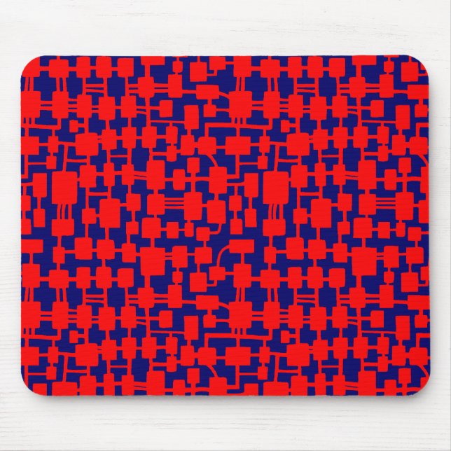 Mousepad Abstrato Network - Red on Dark Blue 000066 (Frente)