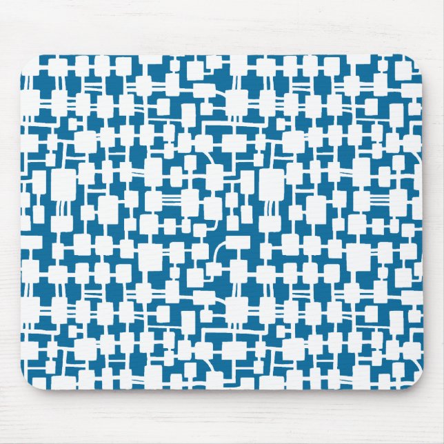 Mousepad Abstrato Network - White on Blue 006699 (Frente)
