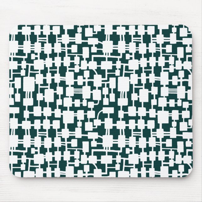 Mousepad Abstrato Network - White on Dark Green 003333 (Frente)