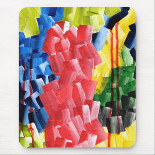 Mousepad Abstrato Ousado em Vermelho, Azul, Amarelo e Verde