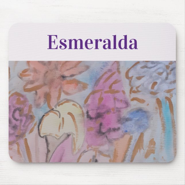 Mousepad Abstrato Pastel Floral Personalizado (Frente)