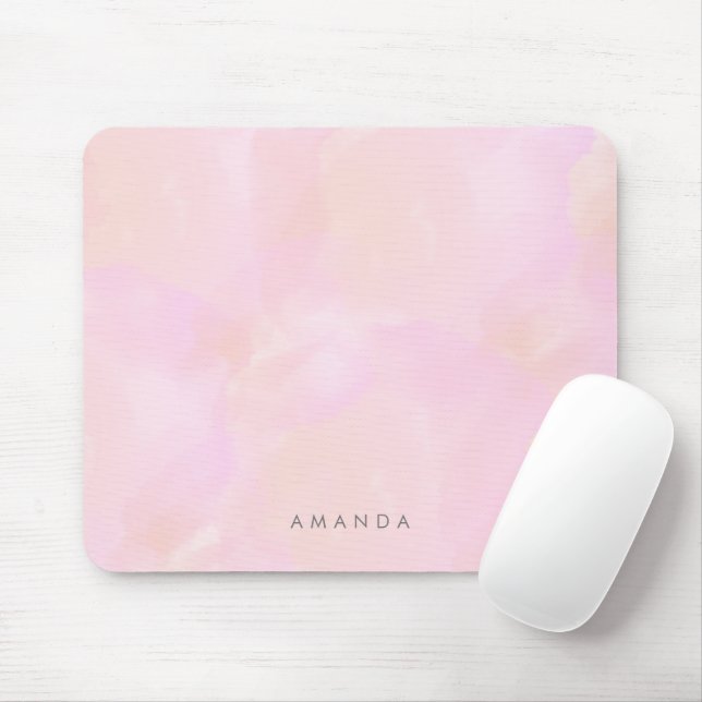 Mousepad Abstrato Pastel Pink Watercolor Personalizar (Com mouse)