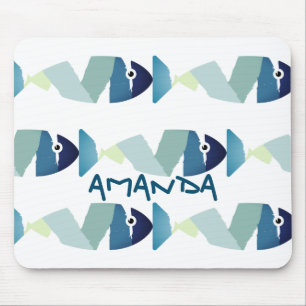 Mousepad Abstrato piscando peixe azul