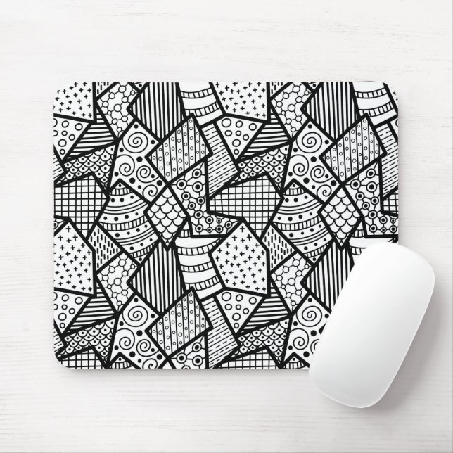Mousepad Abstrato, preto e branco (Com mouse)