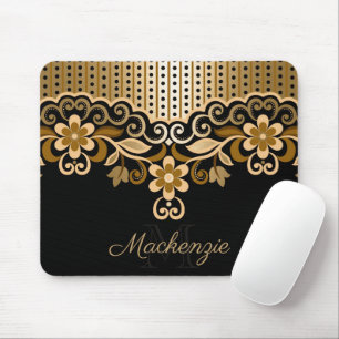 Mousepad Abstrato preto e Ouro