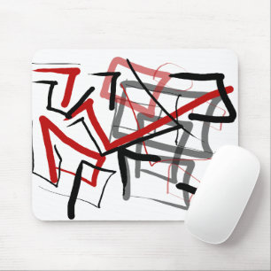 Mousepad Abstrato preto e vermelho listrado