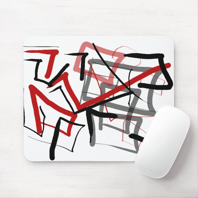 Mousepad Abstrato preto e vermelho listrado (Com mouse)