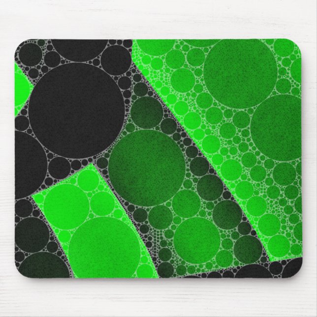 Mousepad Abstrato preto verde fluorescente do círculo (Frente)
