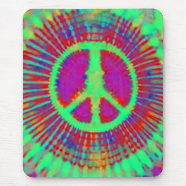 Mousepad Abstrato Psicodélico - Sinal de Paz Tie-Dye (Frente)