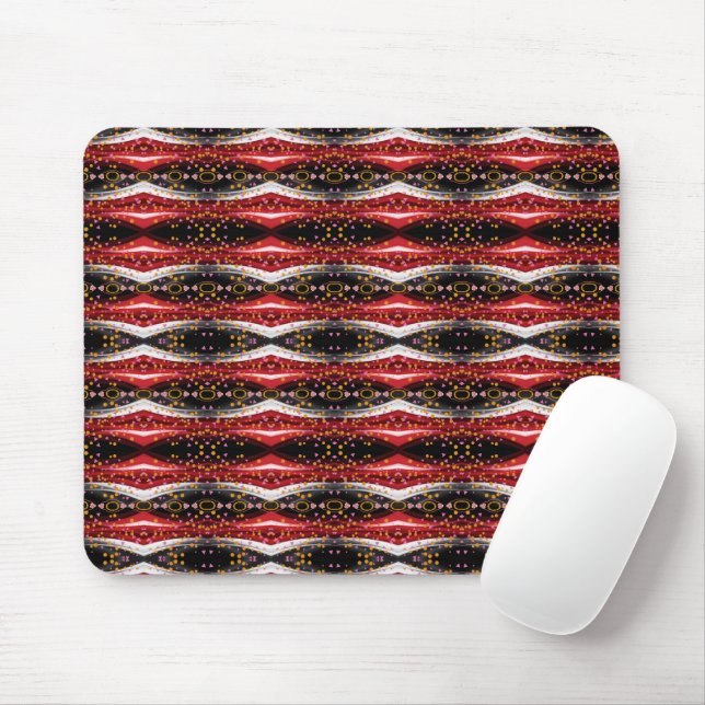 Mousepad Abstrato Red Black Mouse White Pad! (Com mouse)